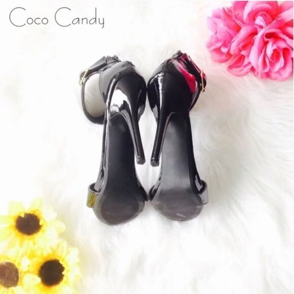 🔃Wild Diva Black Ankle Strap Open Toe High Heels - Picture 5 of 8